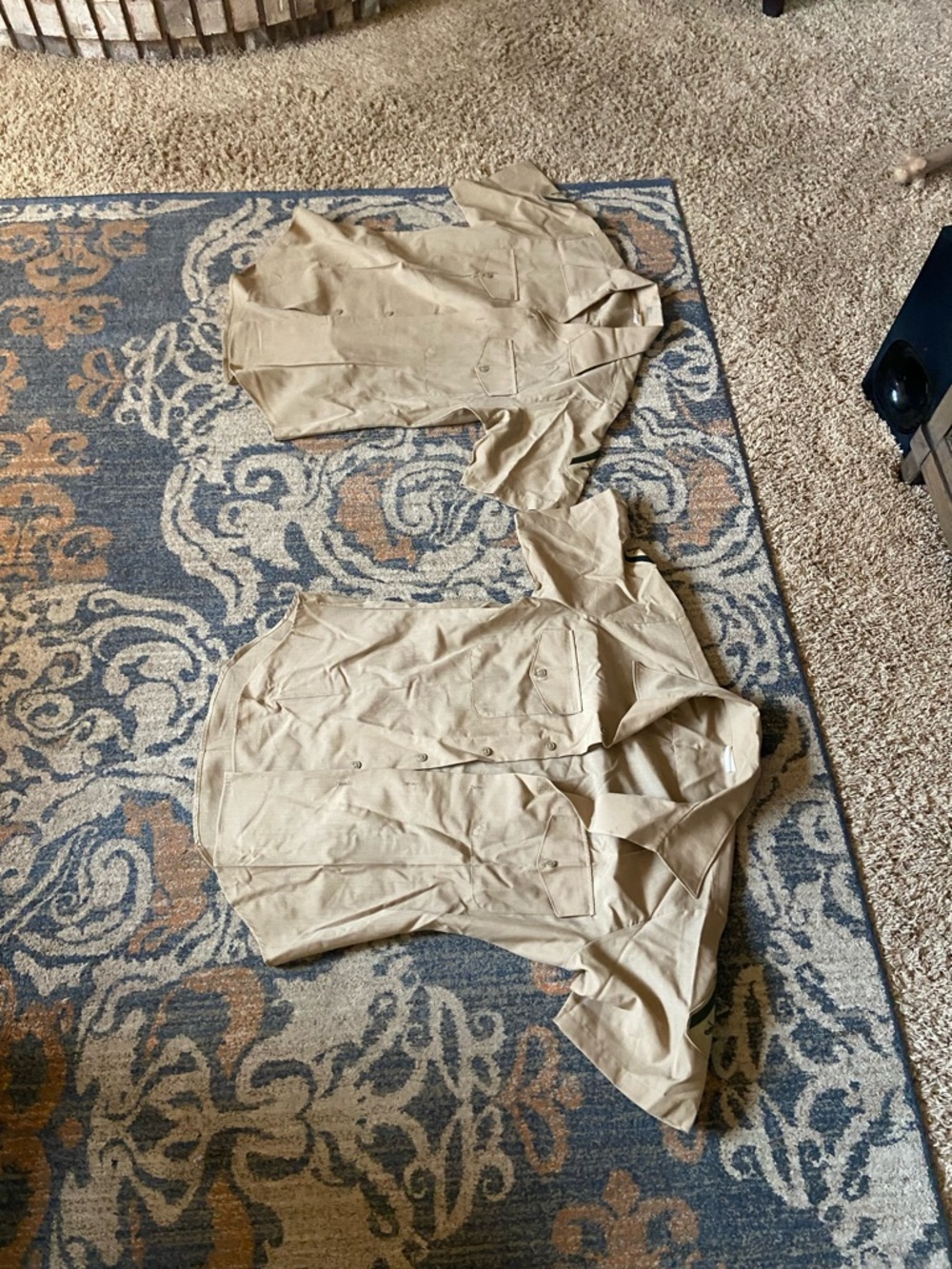2 USMC Service Charlie Short Sleeve Khaki Shirts Size 16 LCpl Chevrons